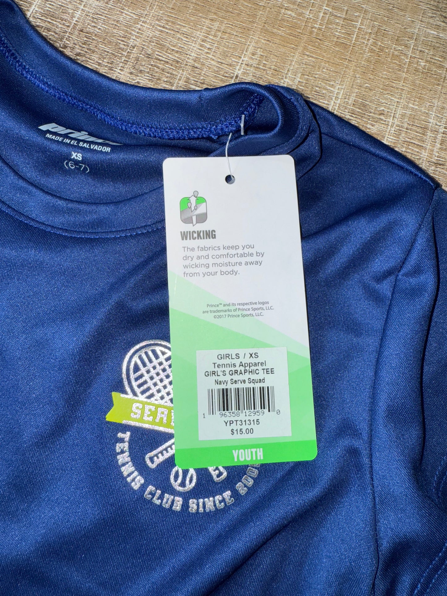 NWT Prince (XS) Brand New 'Serve Squad Tennis Club' Blue Sporty Tee