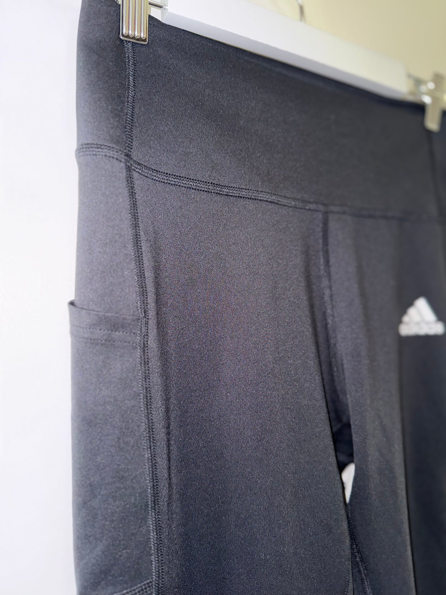 Adidas (Medium) Black//White Leggings with Side Slip Pocket