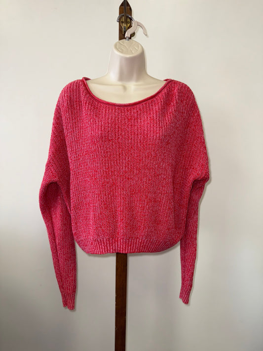 Wild Fable (Large) Pink and Red Knit Crewneck Cropped Sweater
