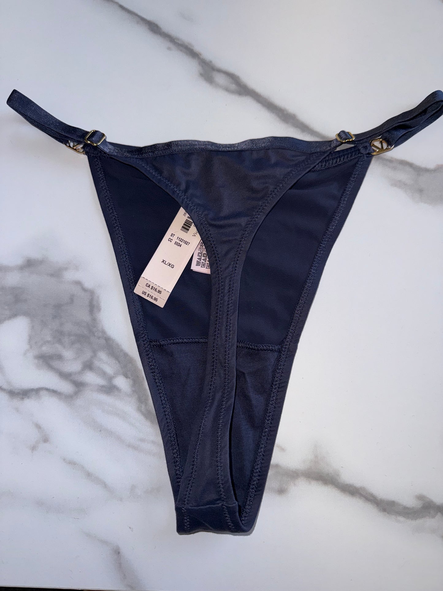 NWT Victoria's Secret (XL) Brand New High Cut Thong with Gold Accent Hardware