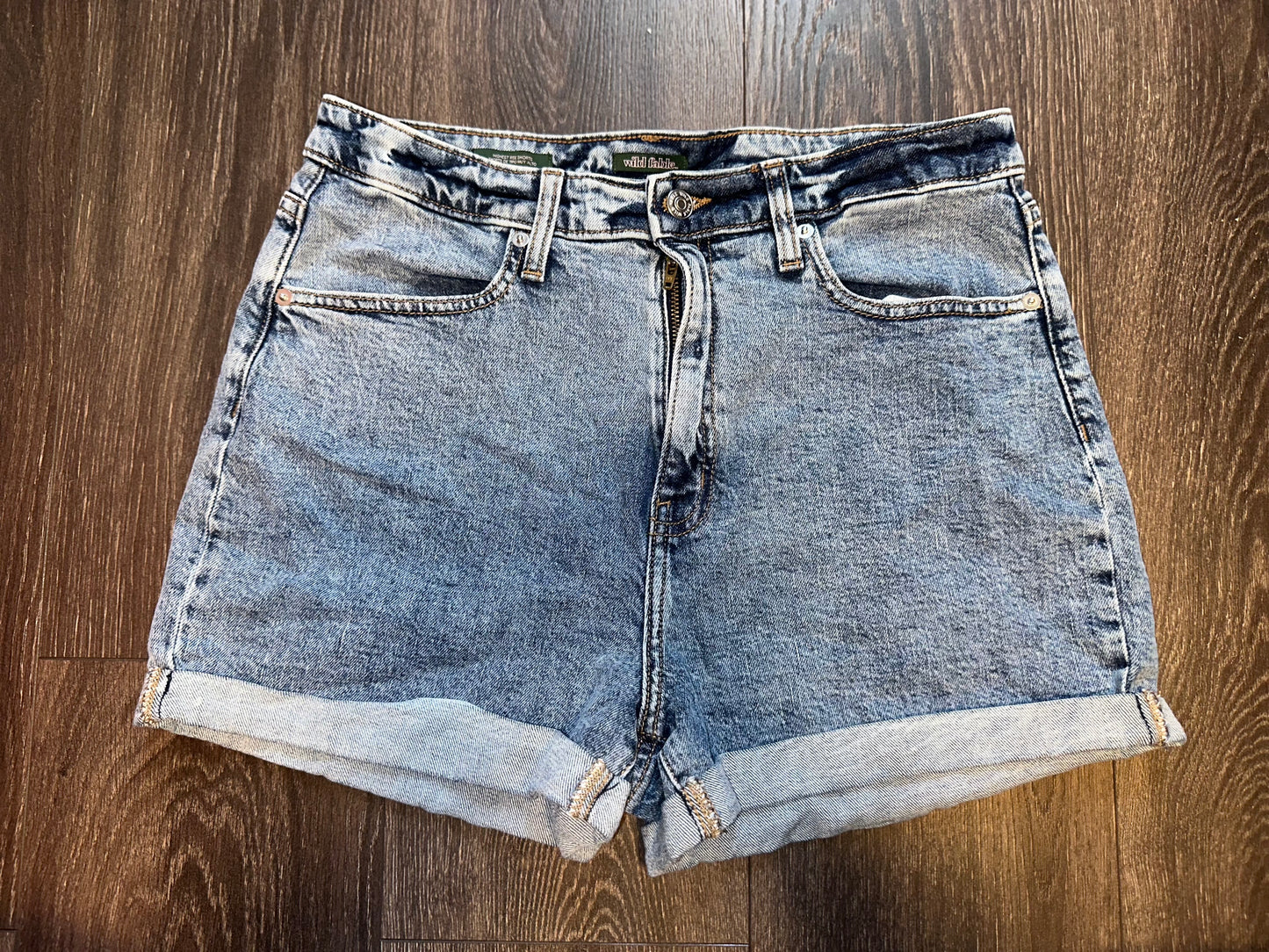 Wild Fable (12) Highest Rise Washed Pattern Denim Jean Shorts