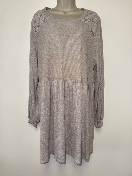 NWT Harper Heritage by Francesca's (2X) Brand New Tan Long Sleeve Midi Dress