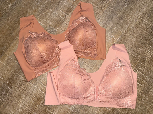 SET of 2 (XL) Smooth Soft Bras with Lace Cups