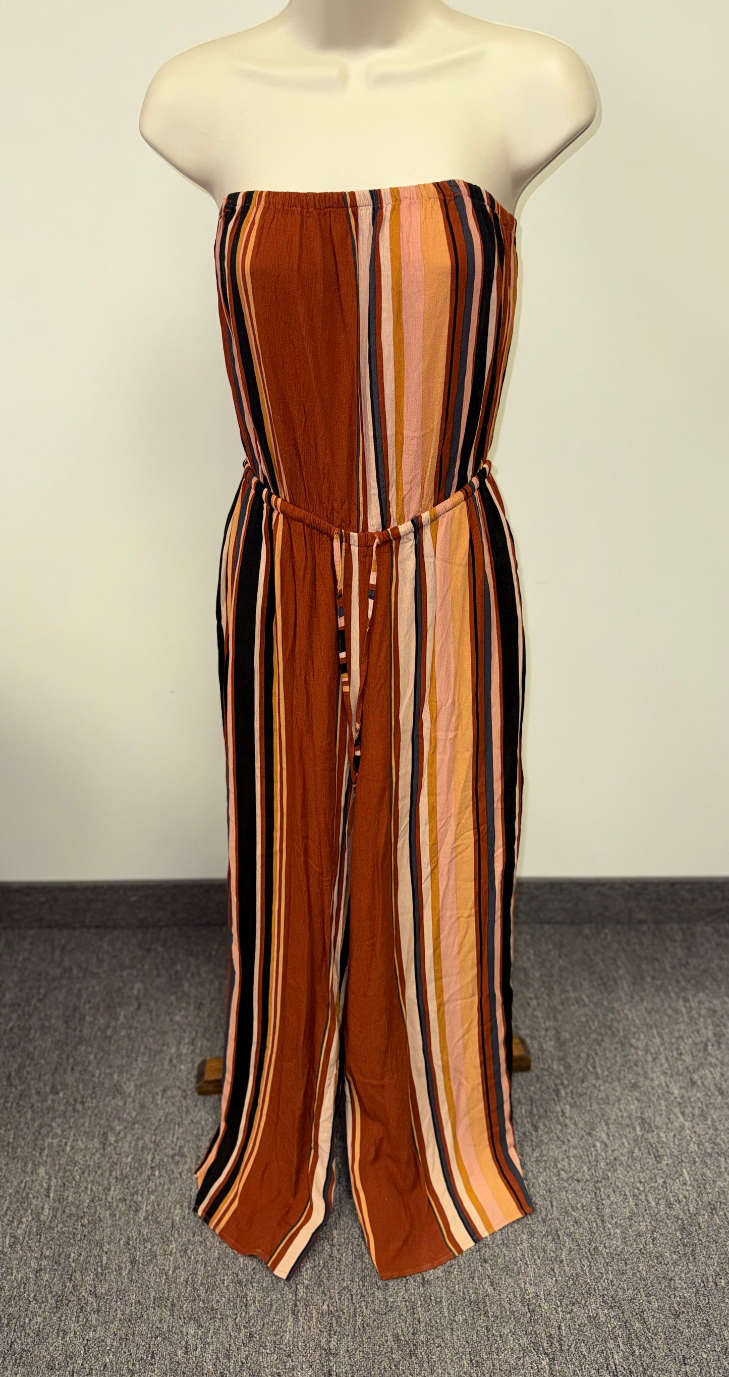 NWT American Eagle (Small) Brand New Neutral Striped Strapless Jumpsuit