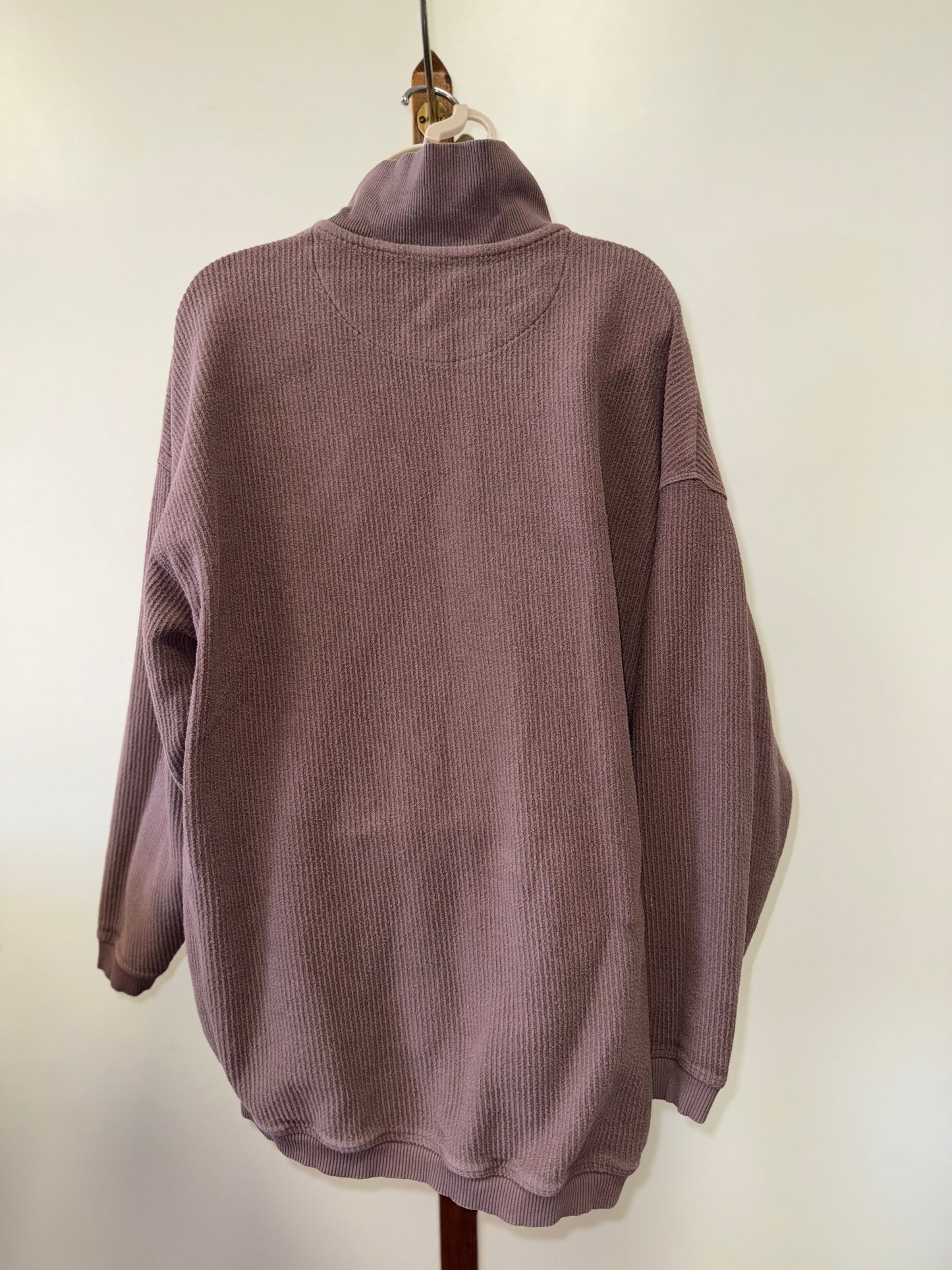 aerie (Medium) Brown Oversized Ribbed 3/4 Zip Up Pullover Sweatshirt