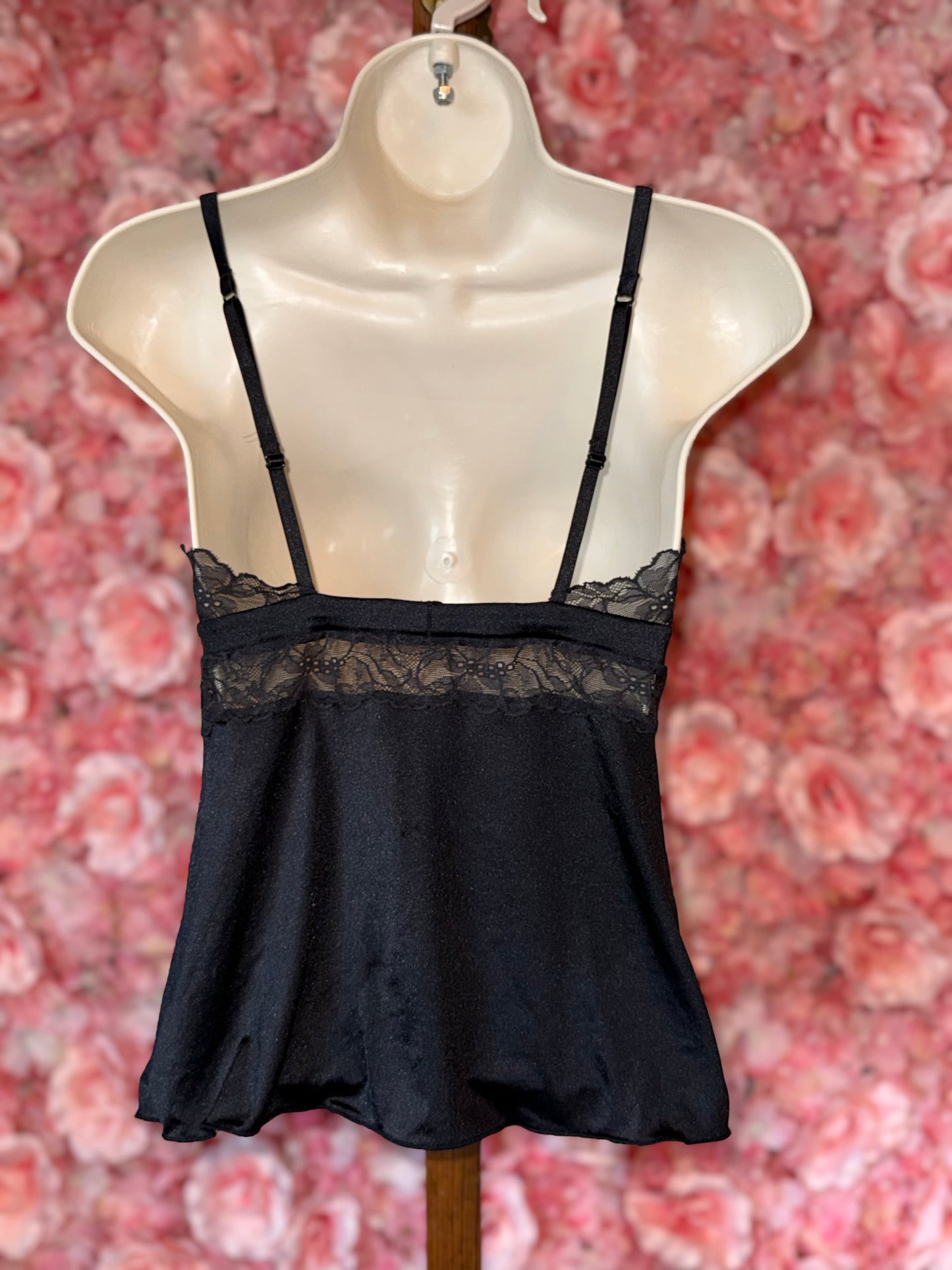 Victoria's Secret (Small) Vintage Black Lingerie Loungewear Lace Tank