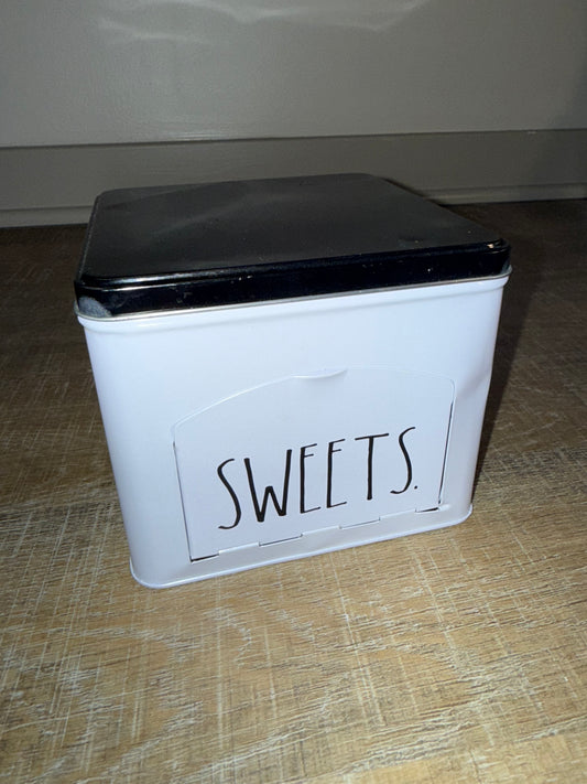 Rae Dunn Black and White Metal 'Sweets' Box
