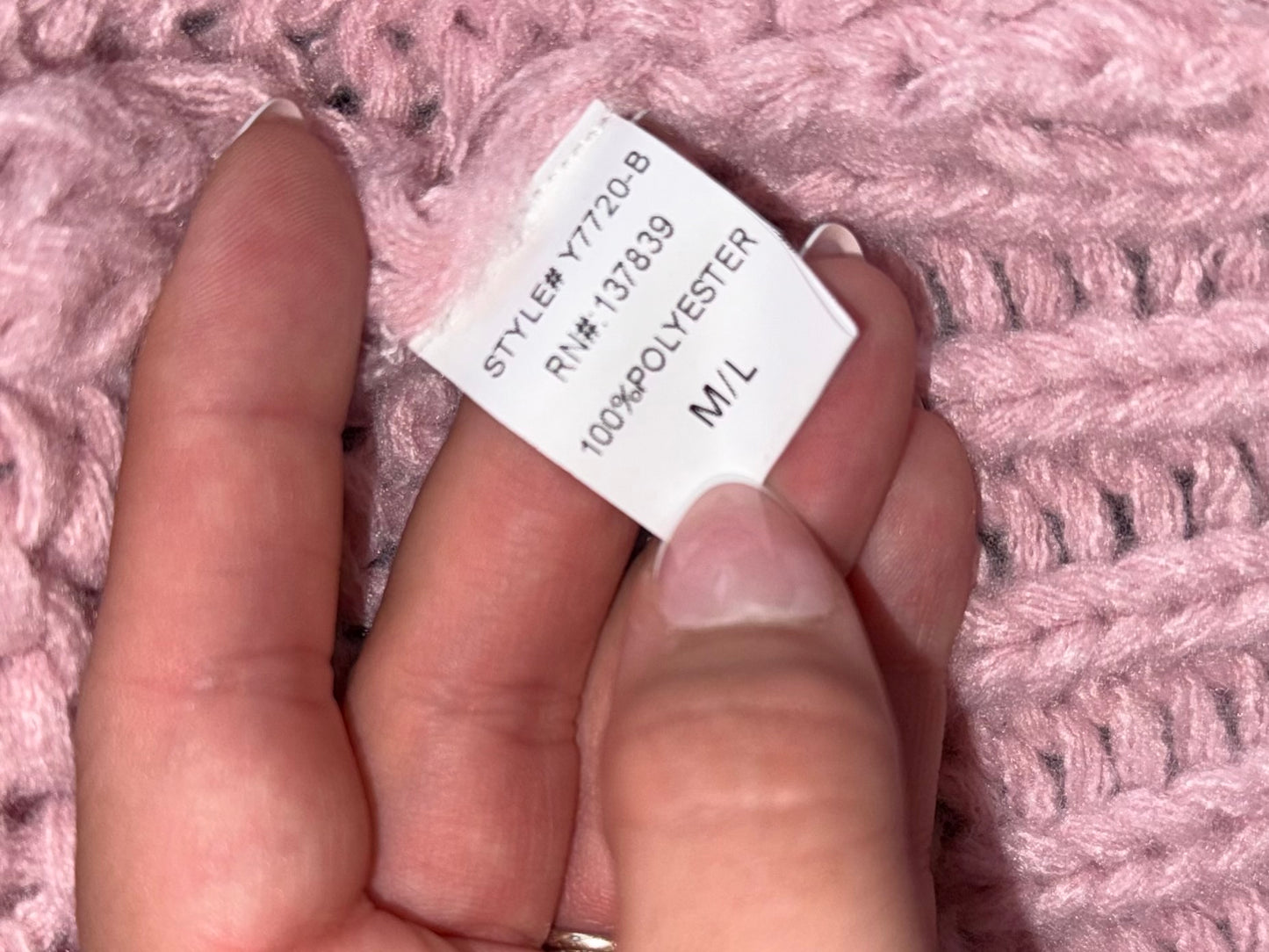 Debut (Medium//Large) Light Pink Chunky Knit Ribbon-Accent Buttoned Cardigan