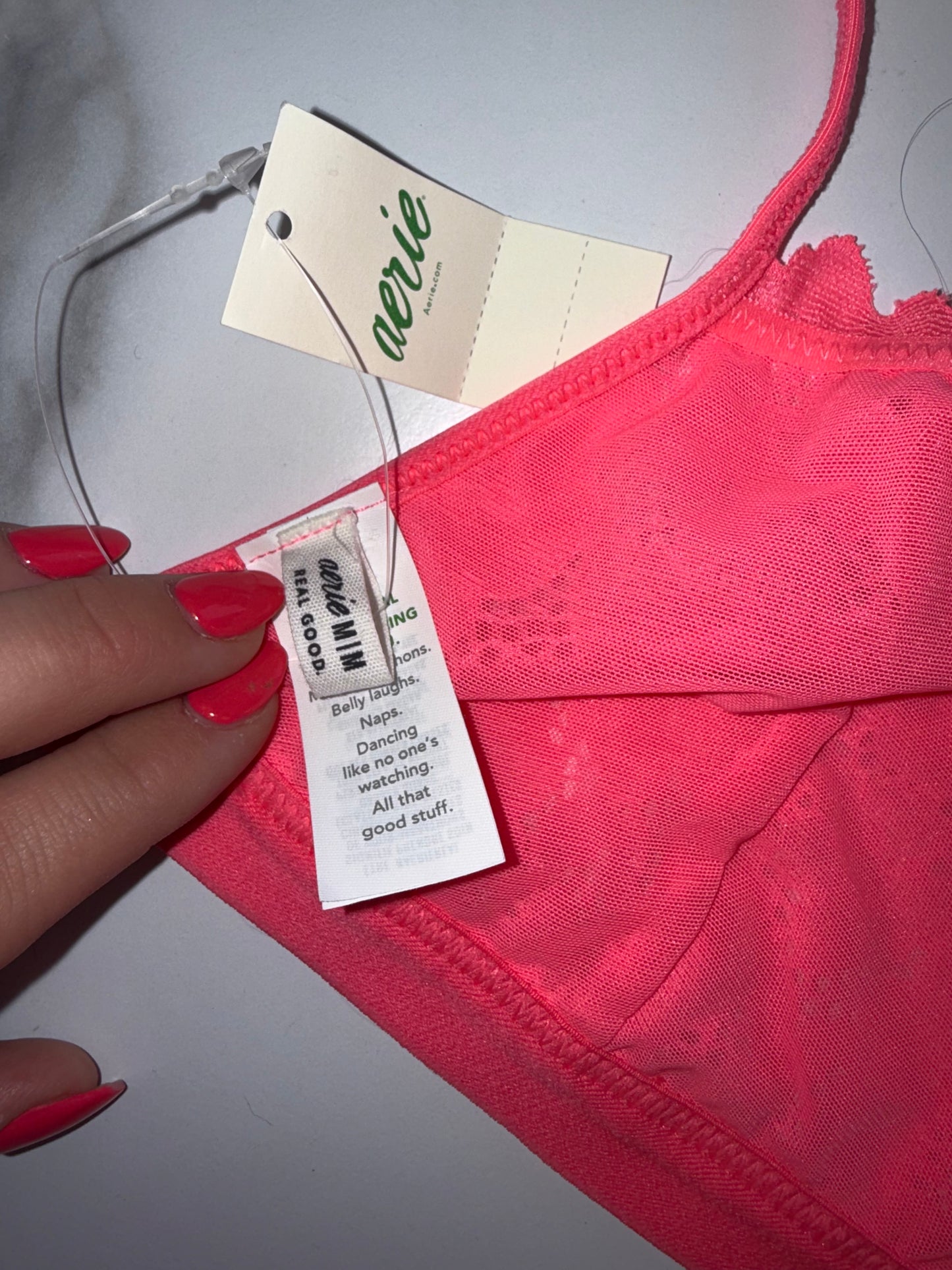 NWT Aerie (Medium) Brand New Neon Hot Pink Floral Lace Bralette with Open Back