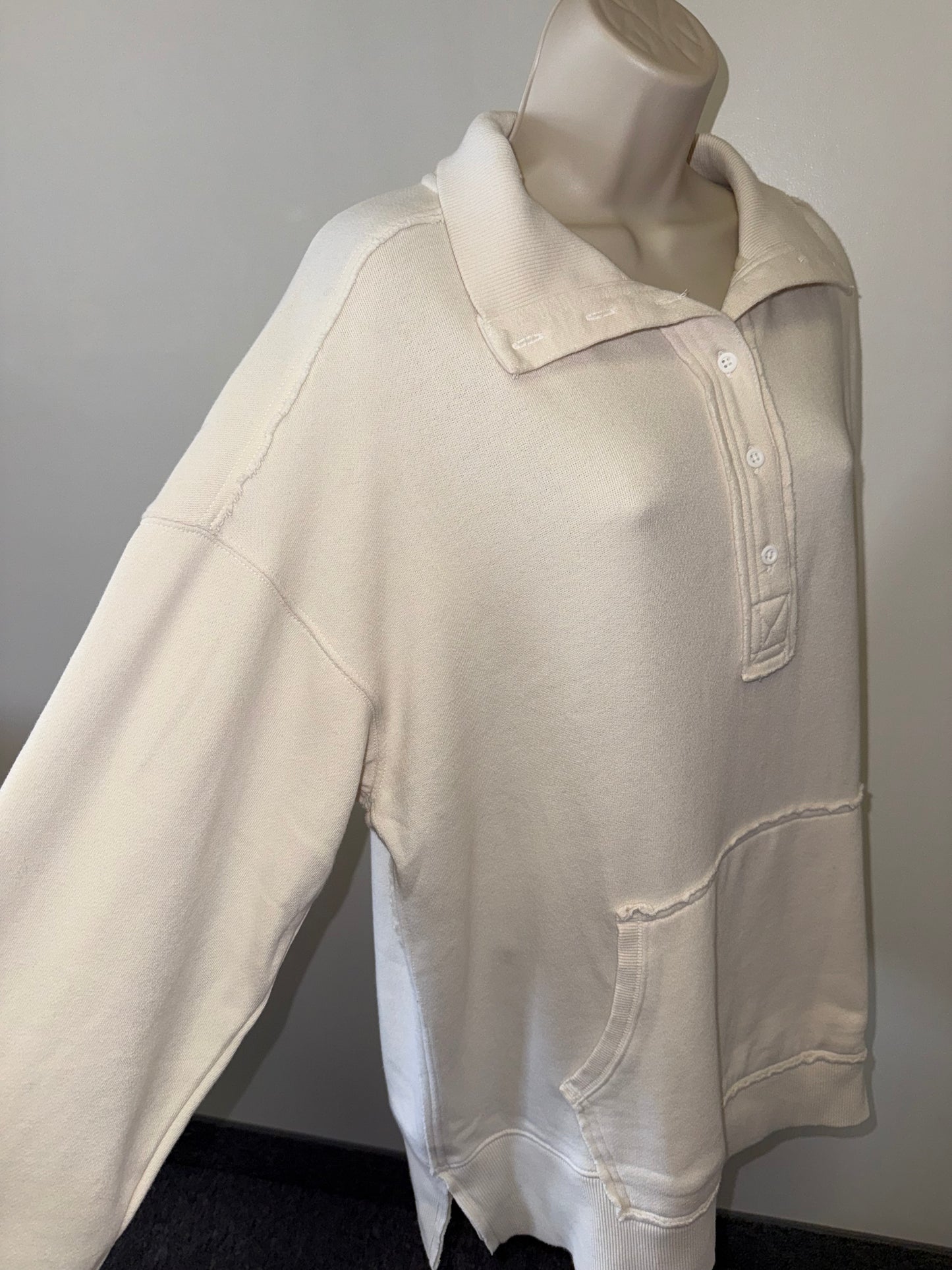 Aerie NWT Aerie (Medium) Brand New Cream 3/4 Button Collared Up Sweatshirt