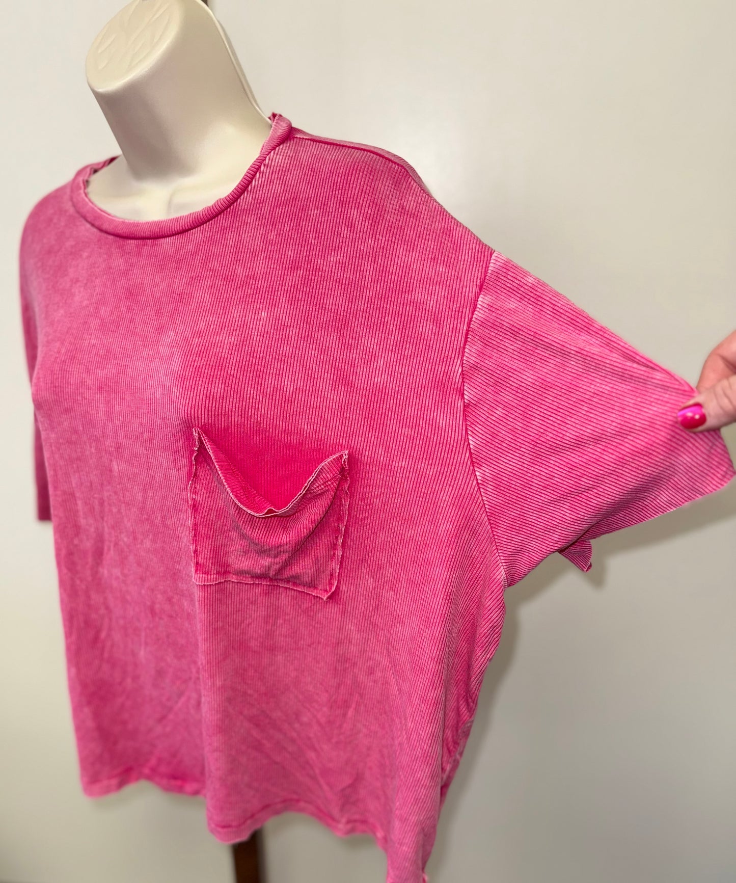 Zenana (Small//Medium) Hot Pink Ribbed Crop Top