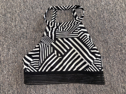Victoria's Secret Sport (Medium) Black & White Striped Sports Bra w Ribbed Mesh