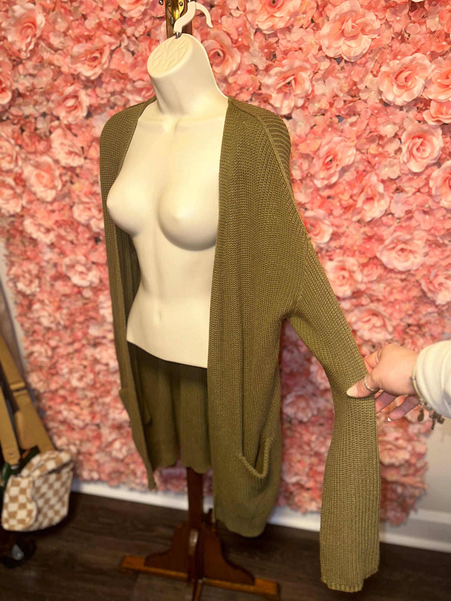 Universal Thread (Large) Green Knit Sweater Cardigan with Pockets