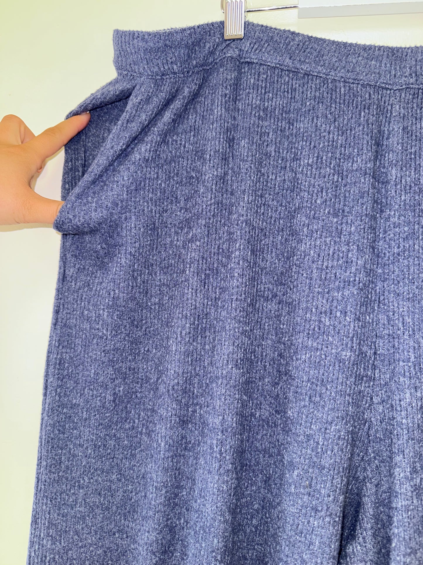 Aerie (XXL) Blue Soft Lounge Ribbed Wide Leg Pants with Pockets