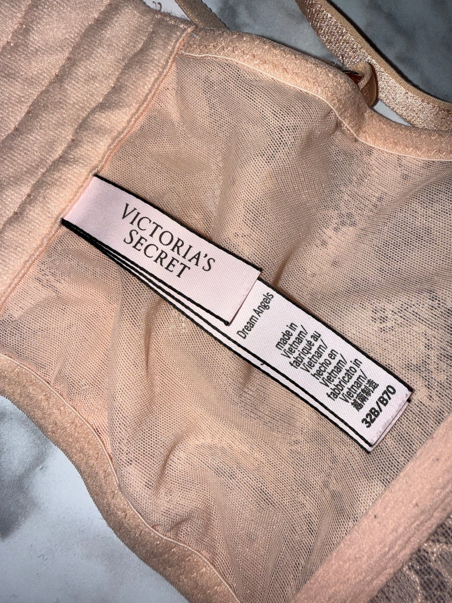 Victoria's Secret (32B) Blush Pink Floral Lace Dream Angels Corset Bra