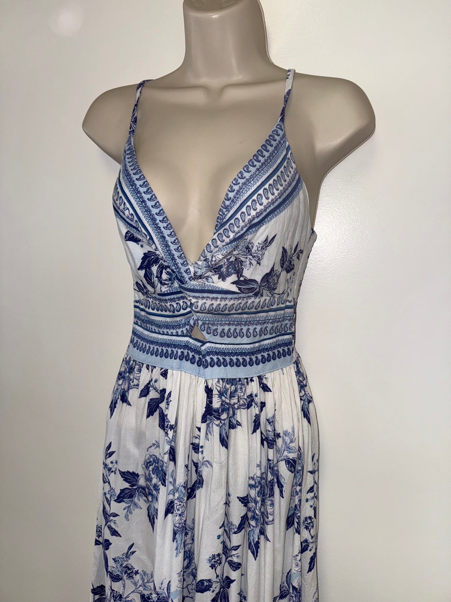 Angie (Small) Blue & White Floral Maxi Dress
