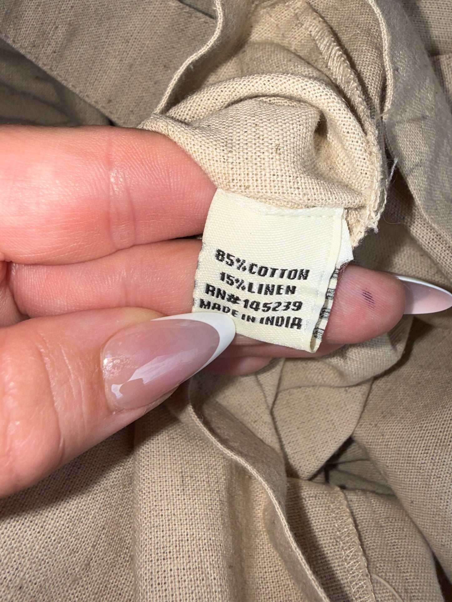 NWT Sim & Sam (Large) Brand New Tan Linen Blend Strapless Jumpsuit with Belt