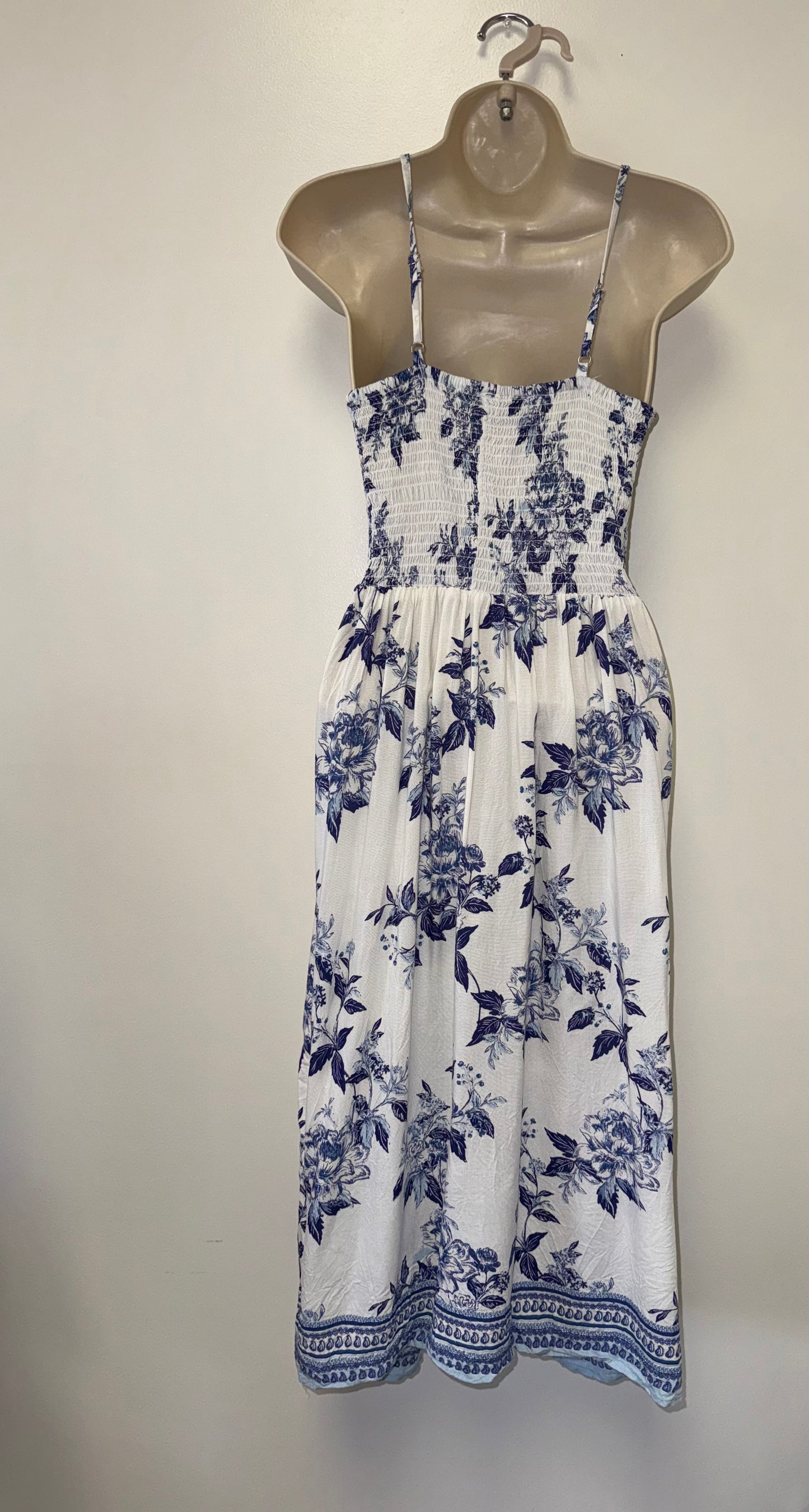 Angie (Small) Blue & White Floral Maxi Dress