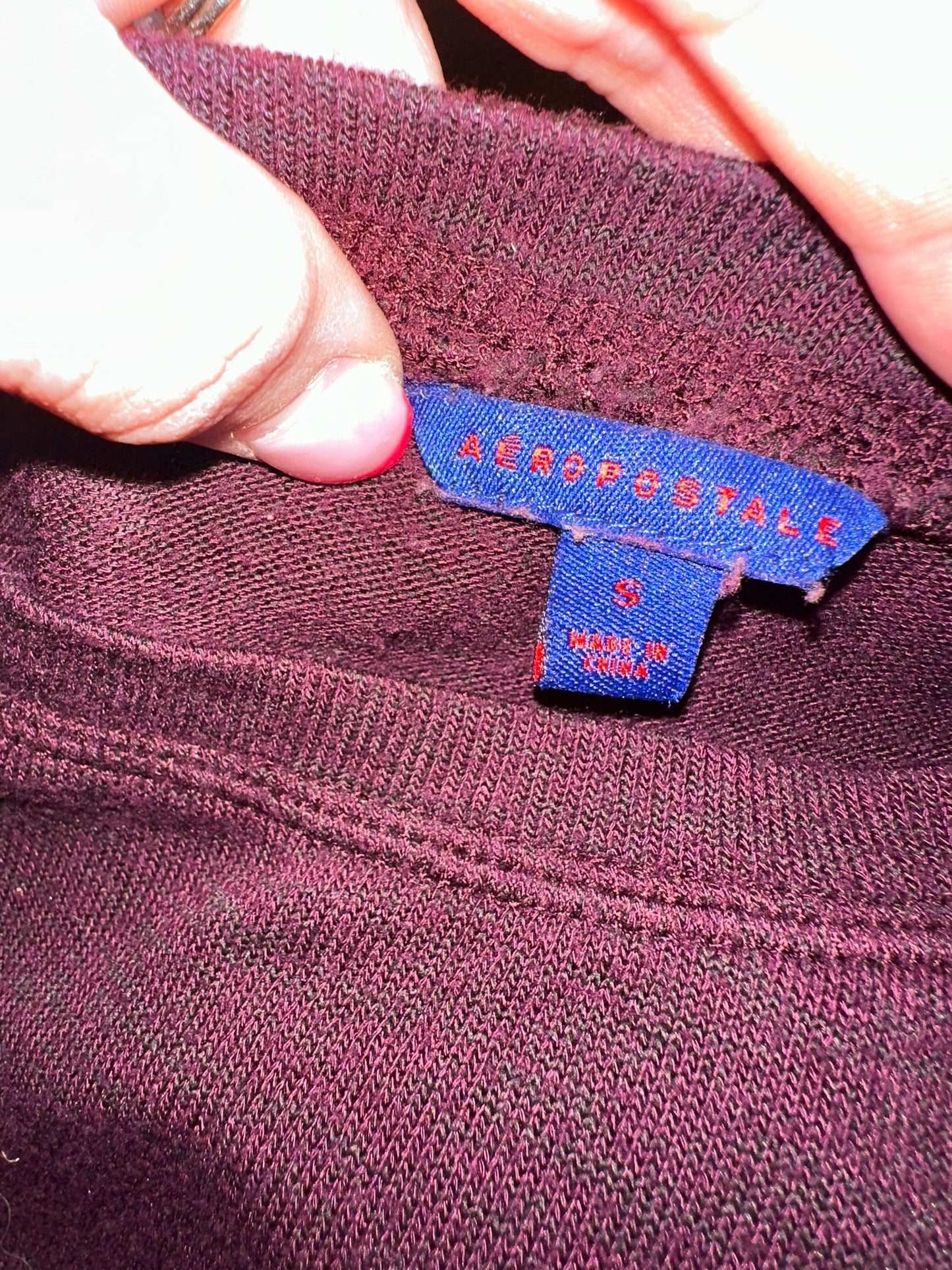 Aeropostale (Small) Maroon Plain Long Sleeve