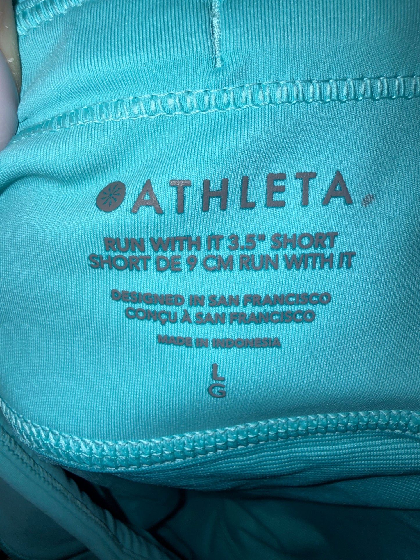 NWT Athleta (Large) Brand New Blue Run With It Shorts with 3.5" Inseam