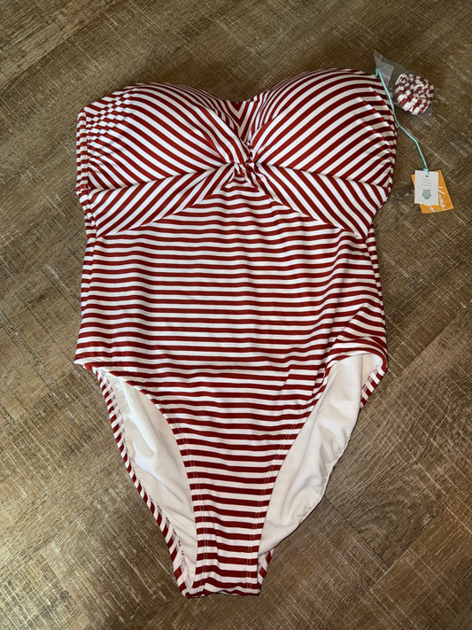 NWT Kona Sol (Large) Brand New Brown/White Striped Strapless One Piece Swimsuit