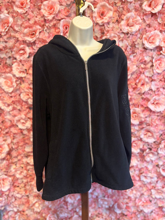 Calvin Klein Performance (1X) Black Fleece Zip Up Jacket with Hood