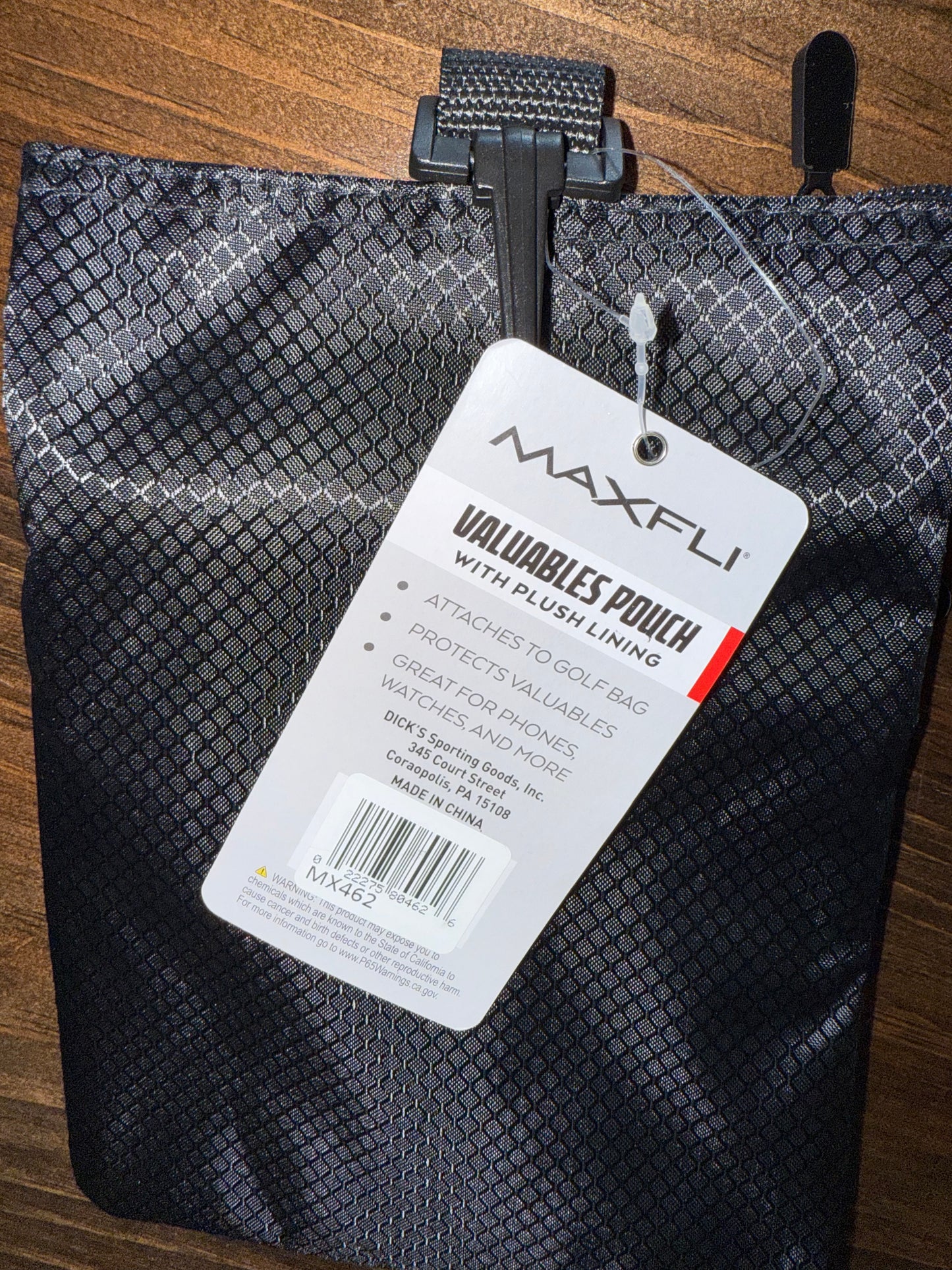 Maxfli Brand New Attachable Valuables Pouch for Golf Bag with Plush Lining