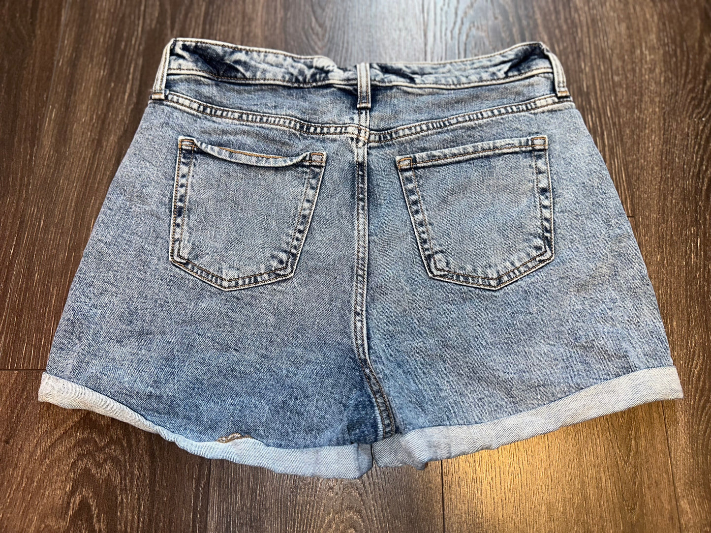 Wild Fable (12) Highest Rise Washed Pattern Denim Jean Shorts