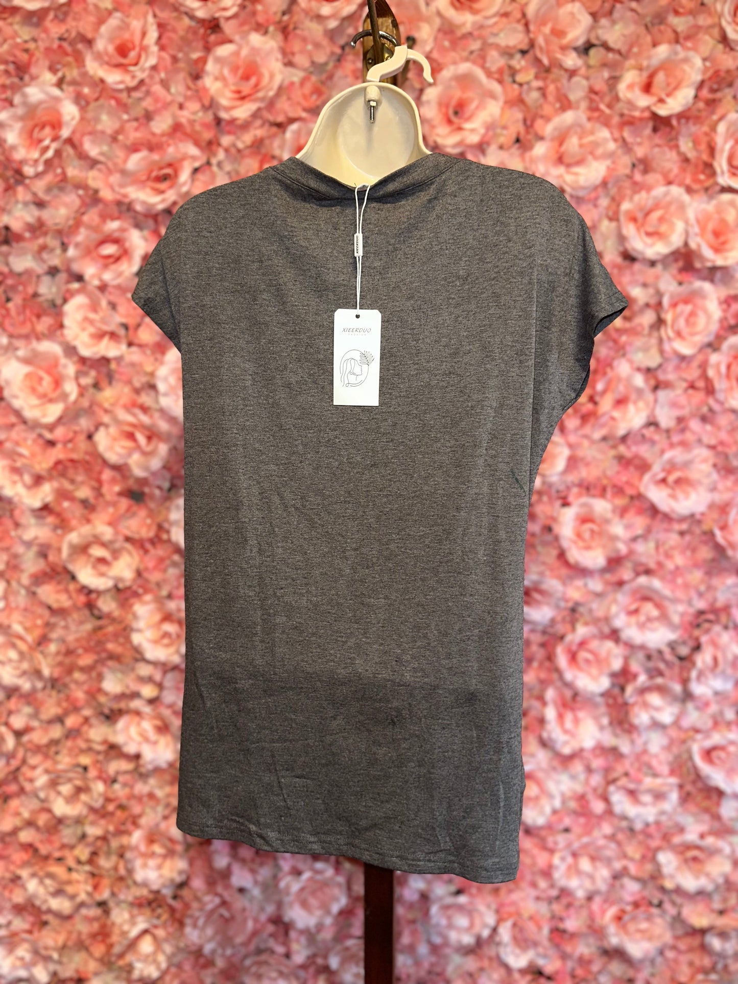 (Small) Brand New Grey Short Sleeve Loose Fit Top with Pocket