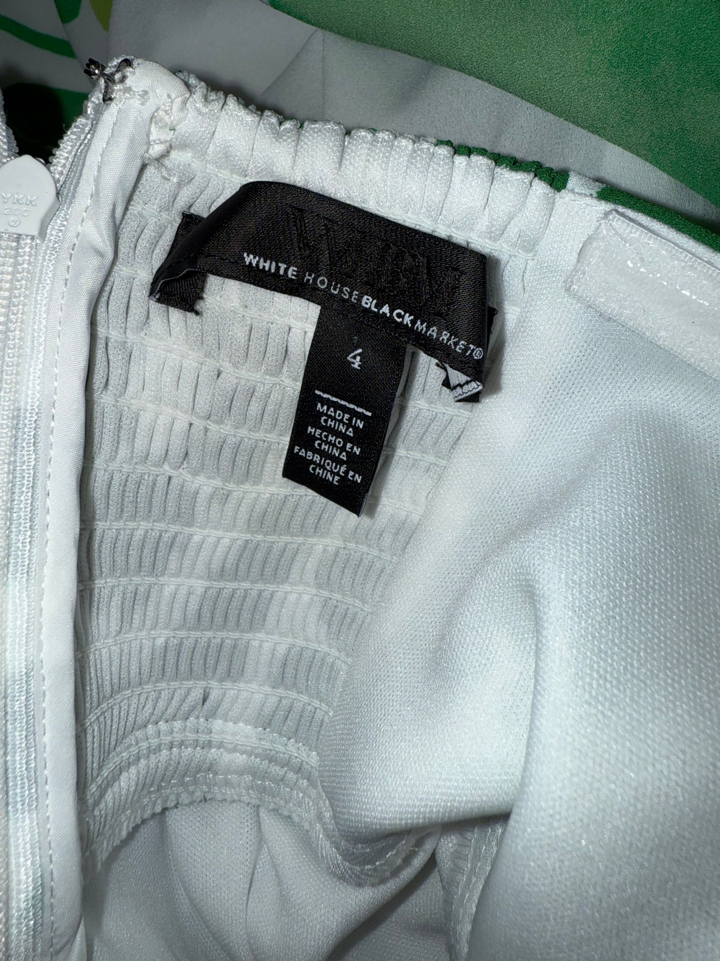 White House Black Market (4) White and Green Hawaiian Halter Neck Maxi Dress