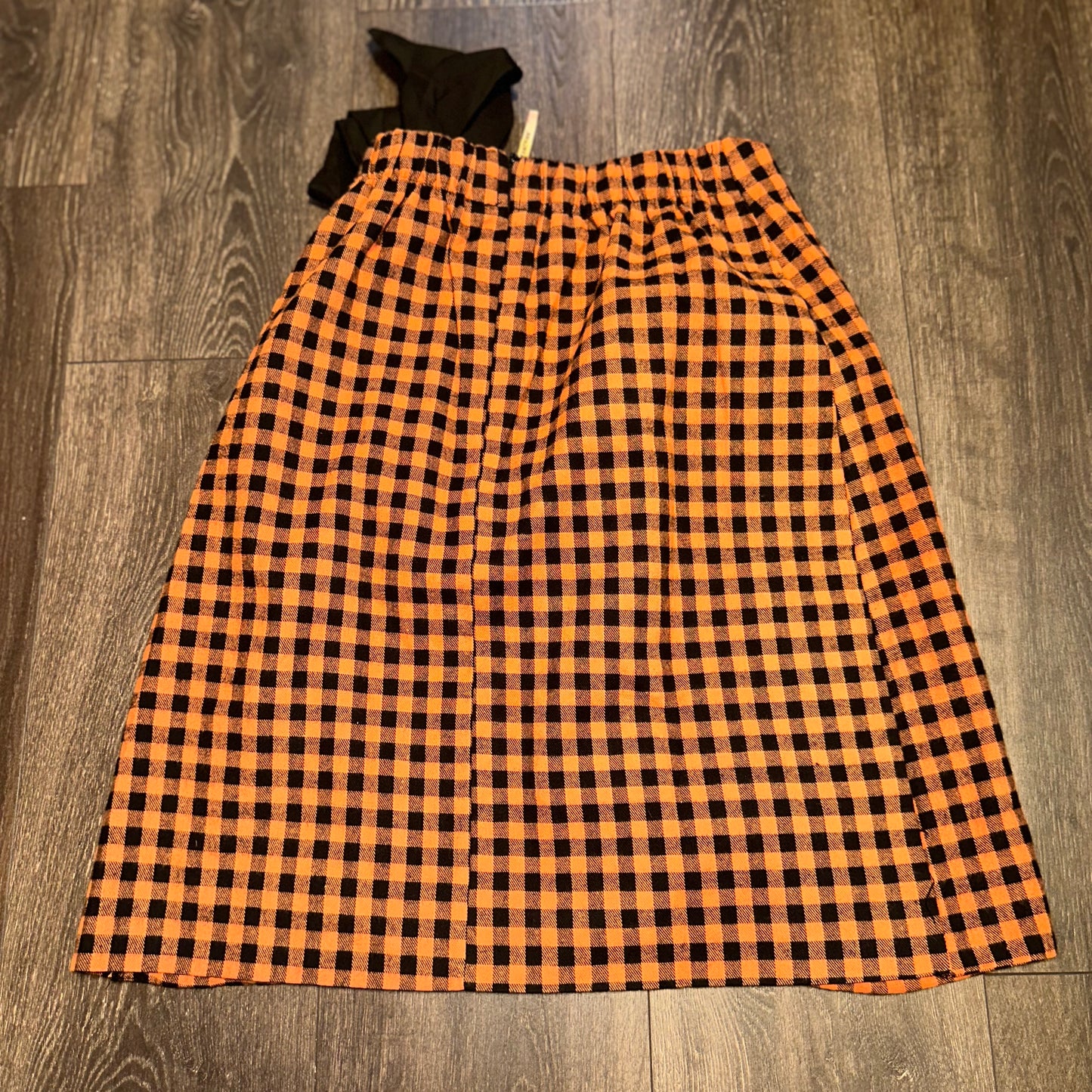 NWT Fancyinn (Small) Brand New Black//Orange Plaid Skirt with Bow