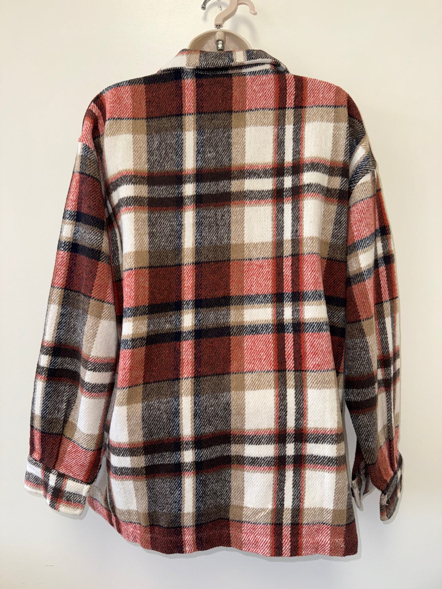 Staccato (Medium) Neutral Plaid Button Up Shacket