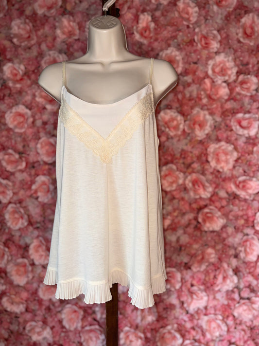 NWT American Eagle (Large) Brand New Cream Tank Top with Sheer Ruffle Hem