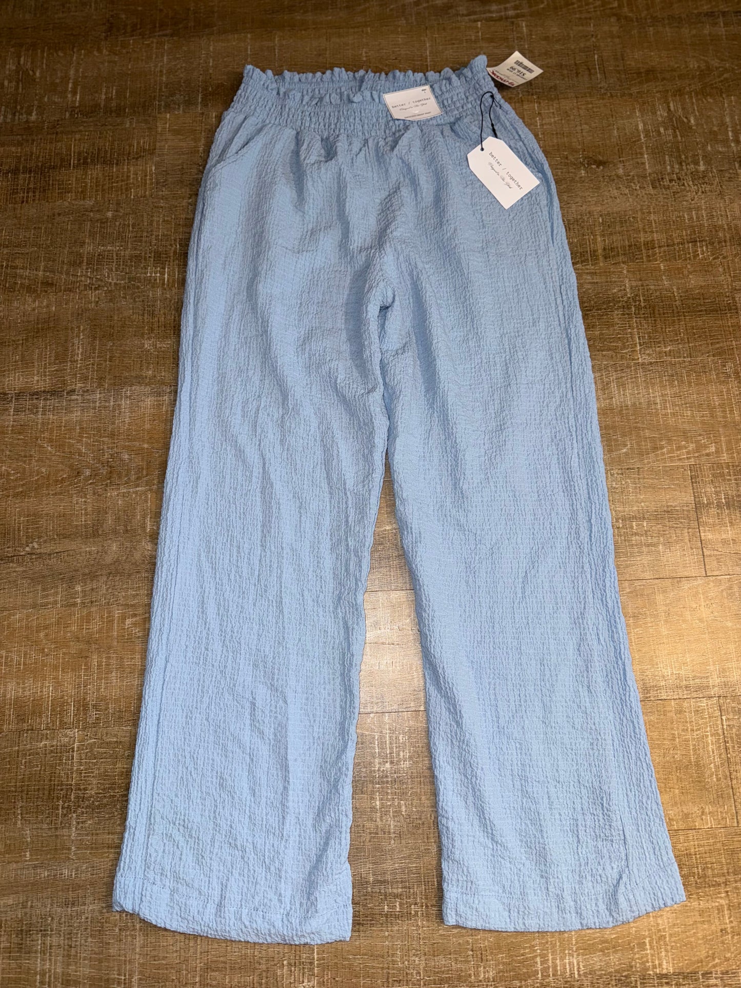 NWT Better Together (Large) Brand New Blue Textured Material Loose Pants