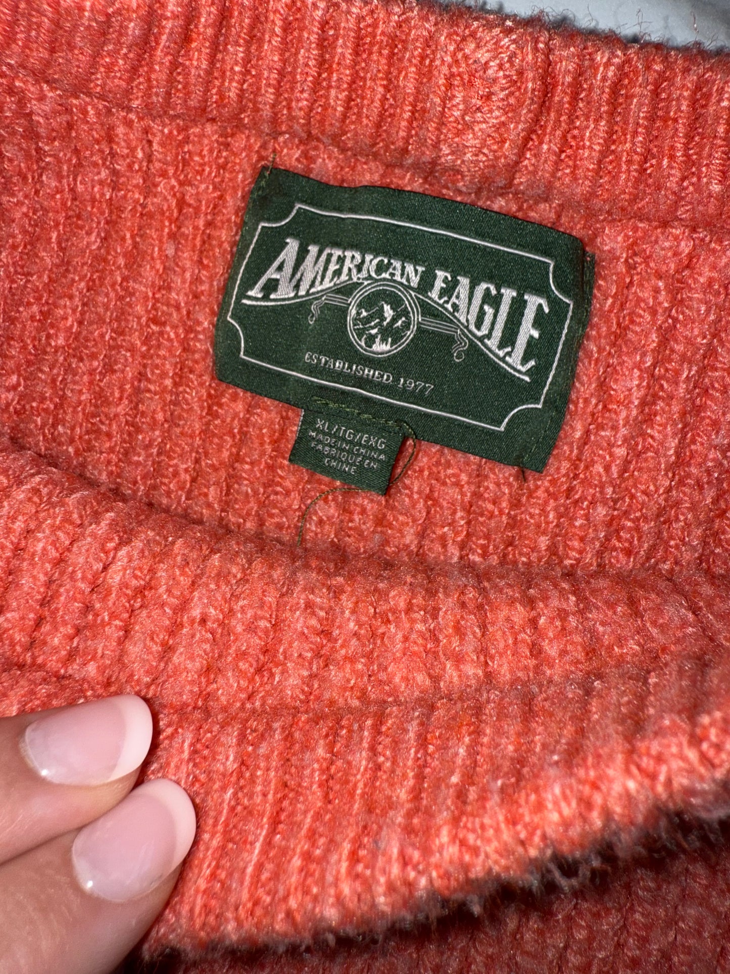 American Eagle (XL) Orange Knit Sweater