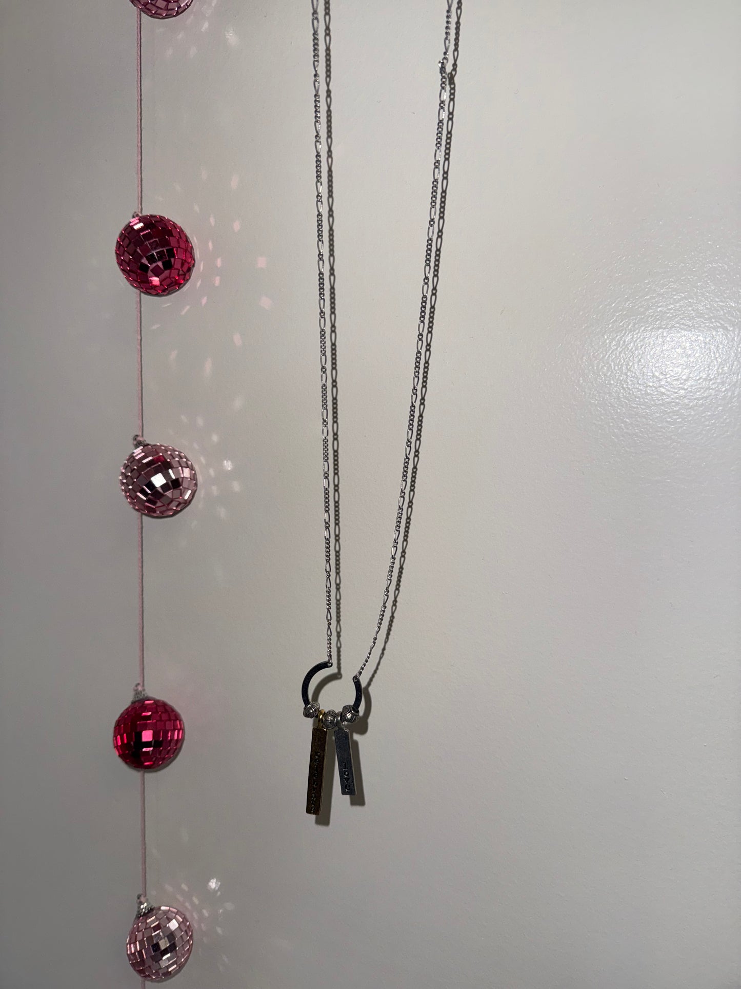 JK By Thirty-One Dual Tone 'Love' and Inspirational Bar Pendant Necklace