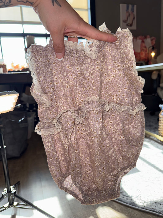 Noralee (12 Months) Blush Floral Lace Onesie