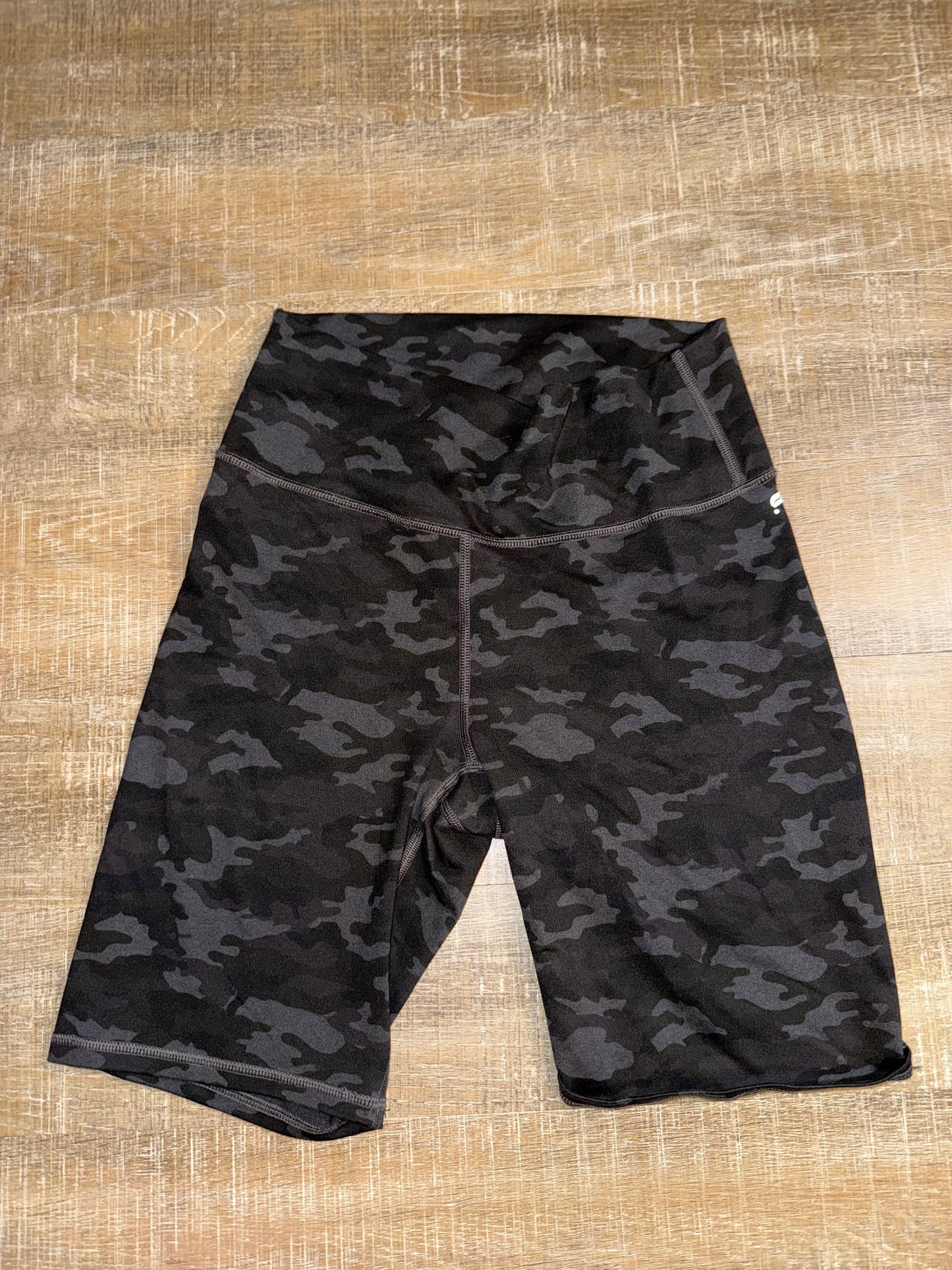 Fabletics (Medium) Black//Grey Camo Pattern Biker Shorts