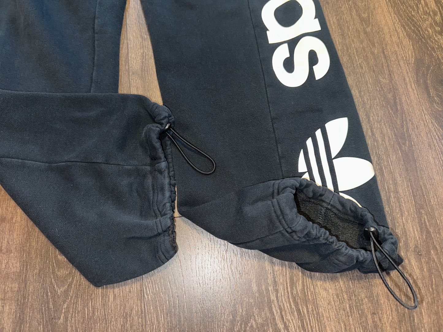 adidas (Small) Black//White Sweatpants with Adjustable Drawstring Ankle