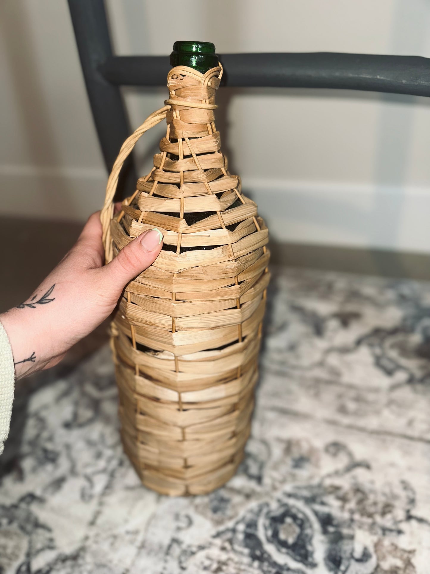 Wicker Handle Glass Jar Boho Accent Piece