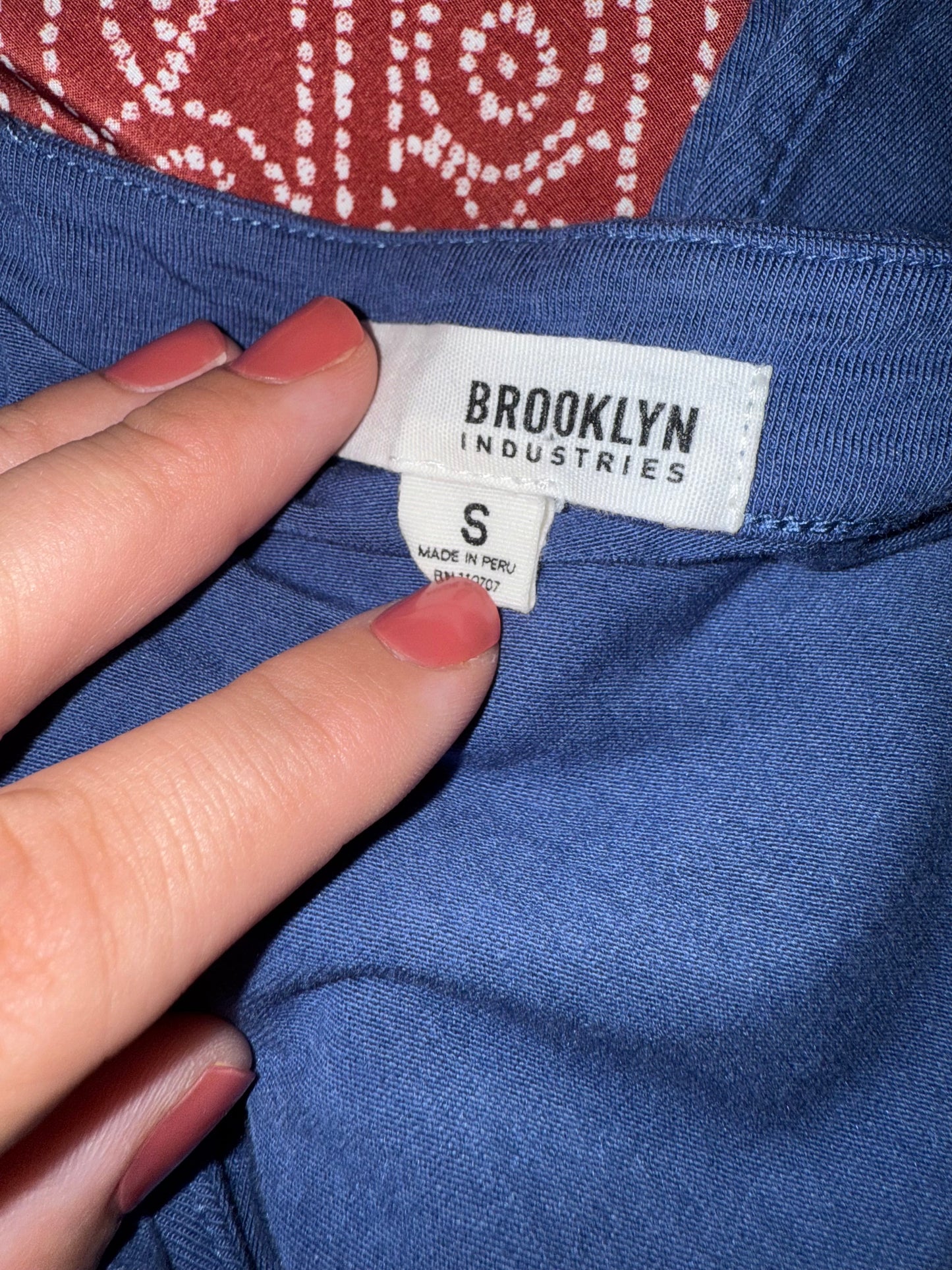 Brooklyn Industries (Small) Blue Button Up V-Neck Jumpsuit with Pockets
