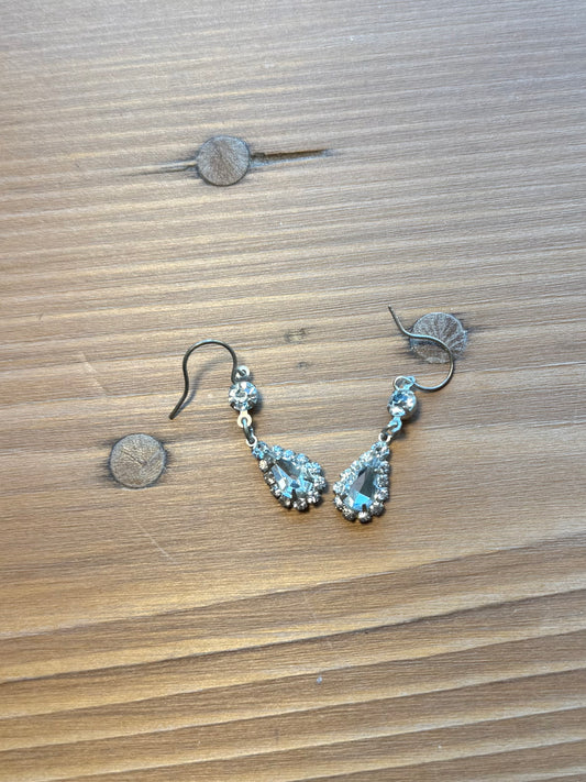 Silver Diamond Teardrop Earrings