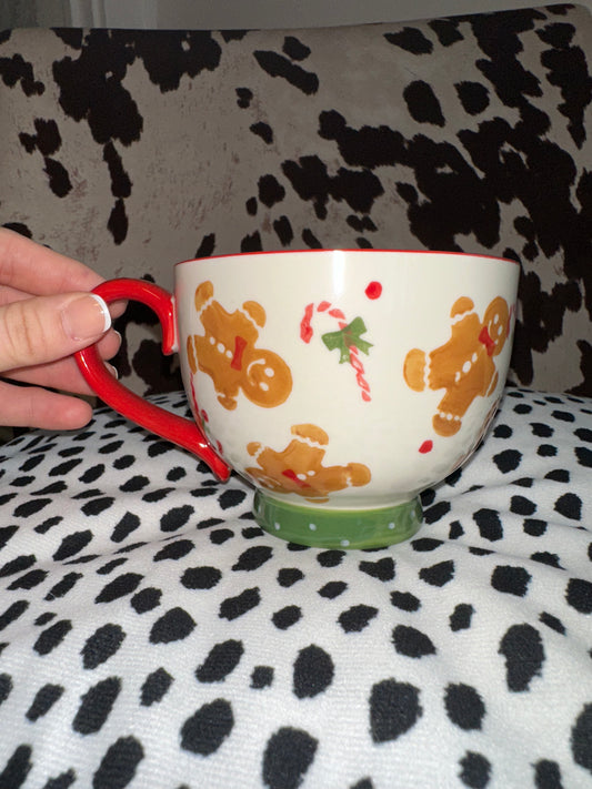 Brand New Gingerbread & Candy Cane Hand Painted Coffee Mug