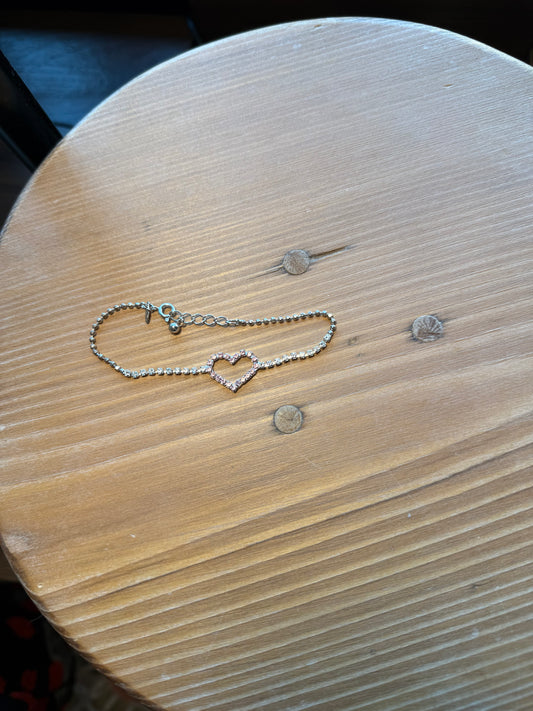 Avon Pink and Silver Diamond Heart Bracelet//Anklet