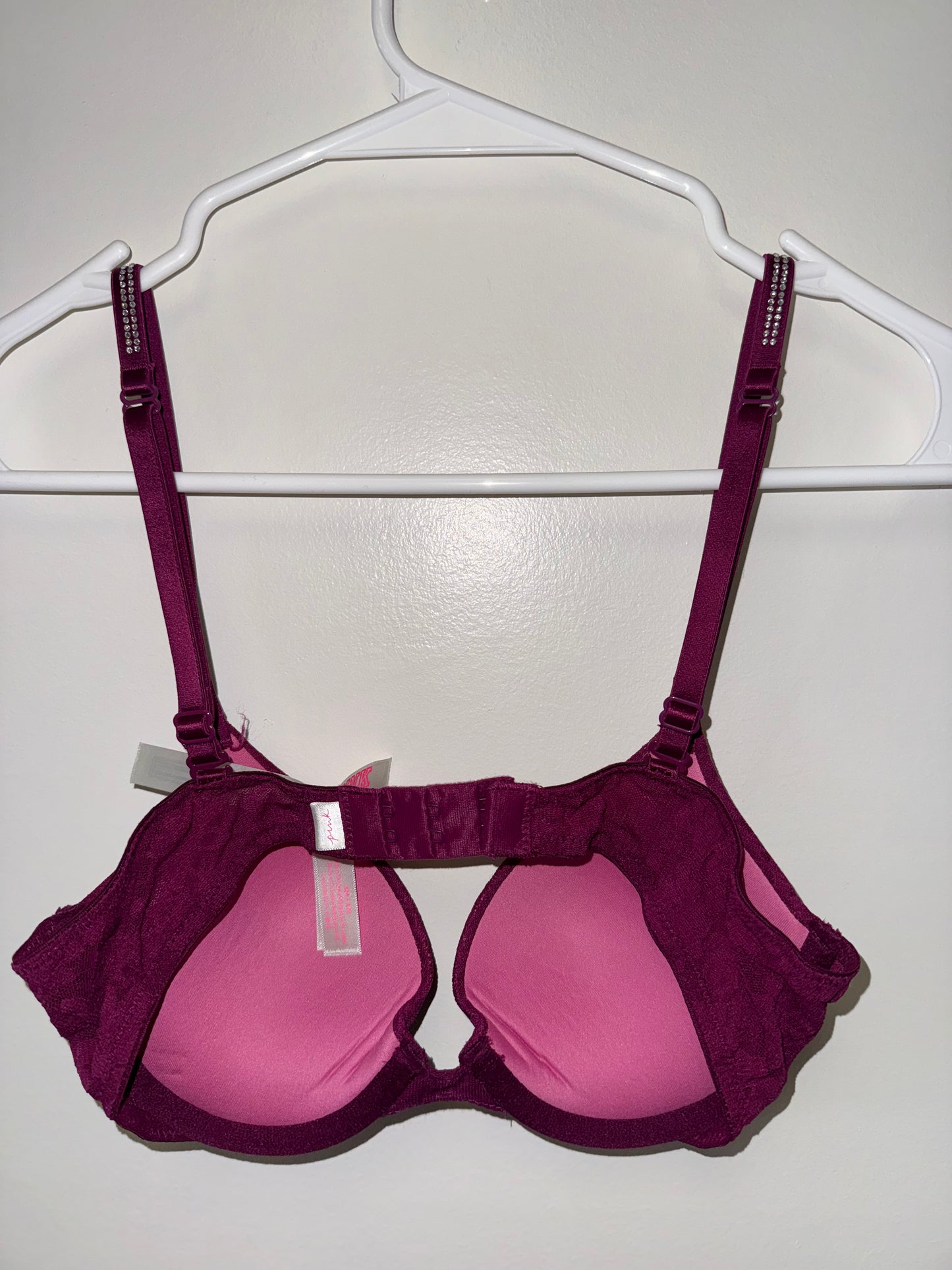 Pink lace bra