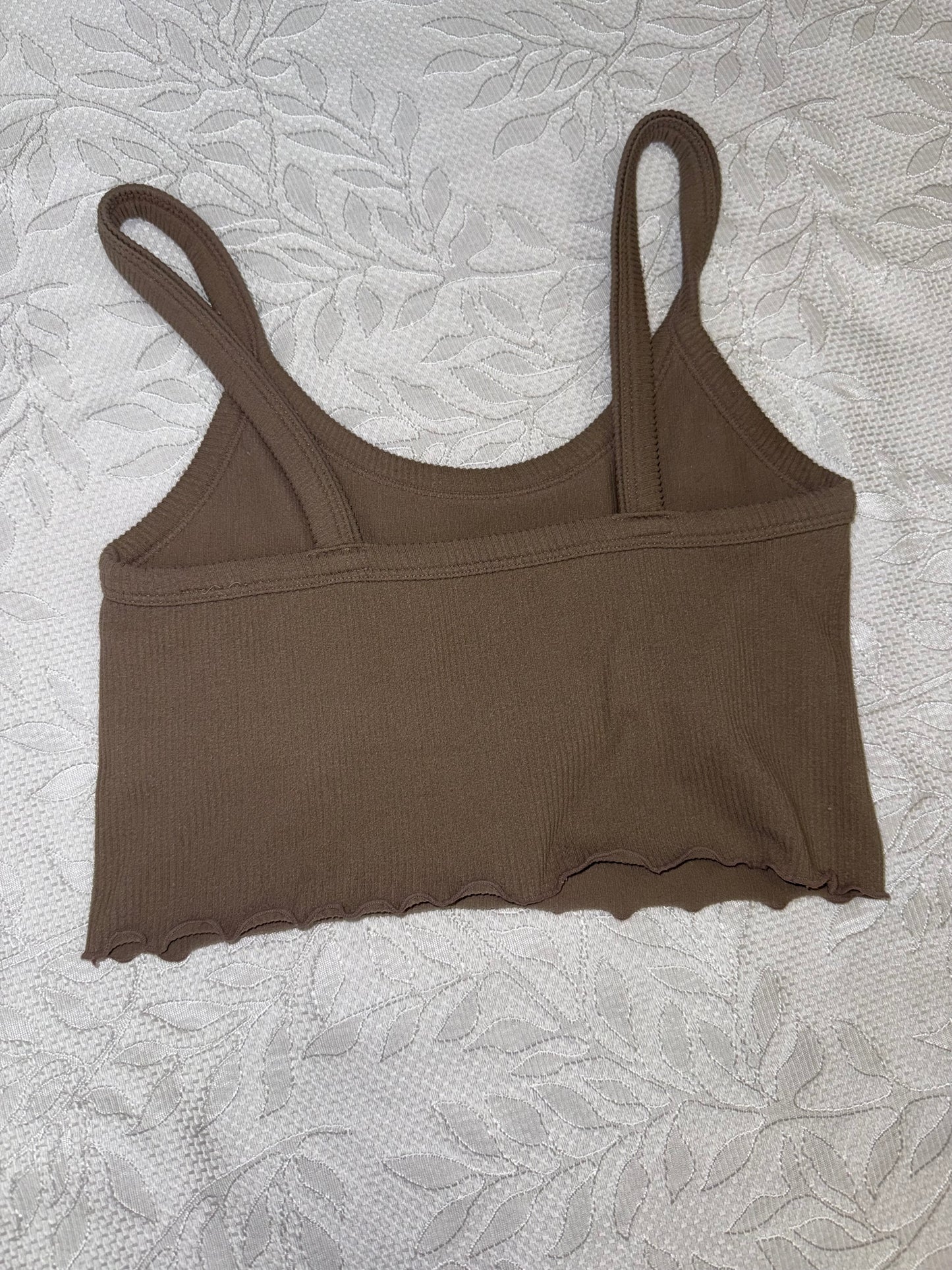 Forever 21 (Small) Tan Ribbed Cropped Tank