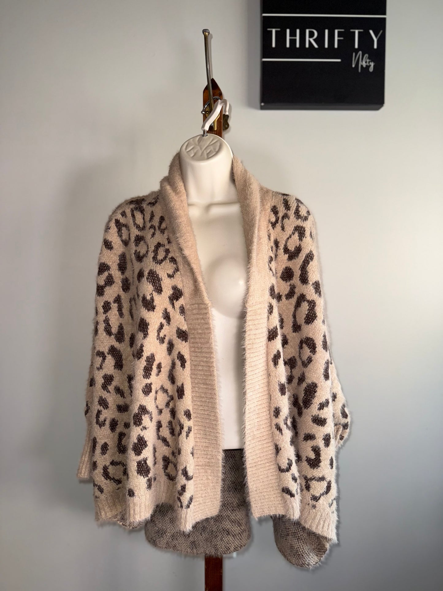 Akemi + Kin (OS) Neutral Cheetah Print Sweater Cardigan