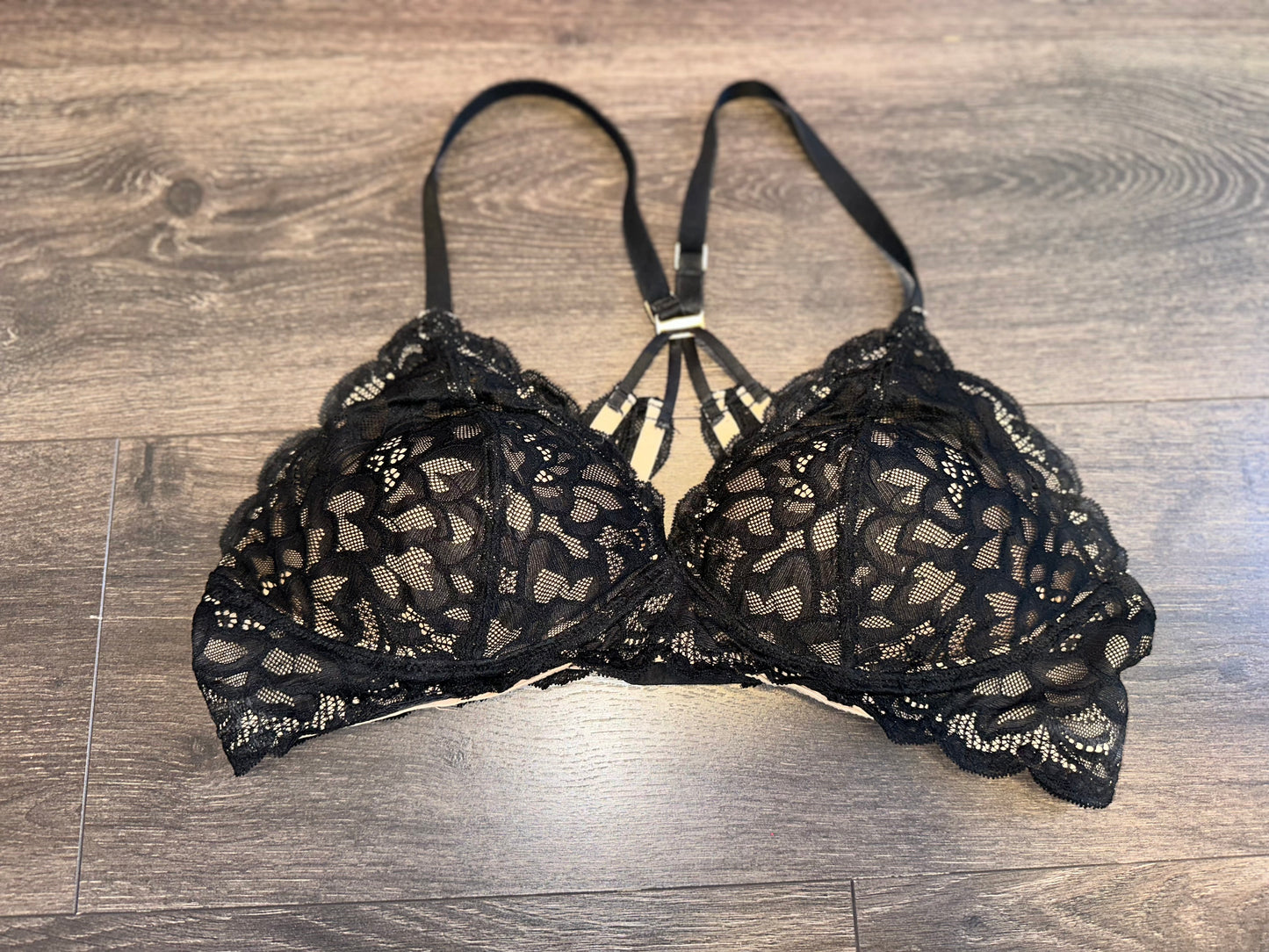 aerie (36C) Black//Nude Lace Padded Bralette