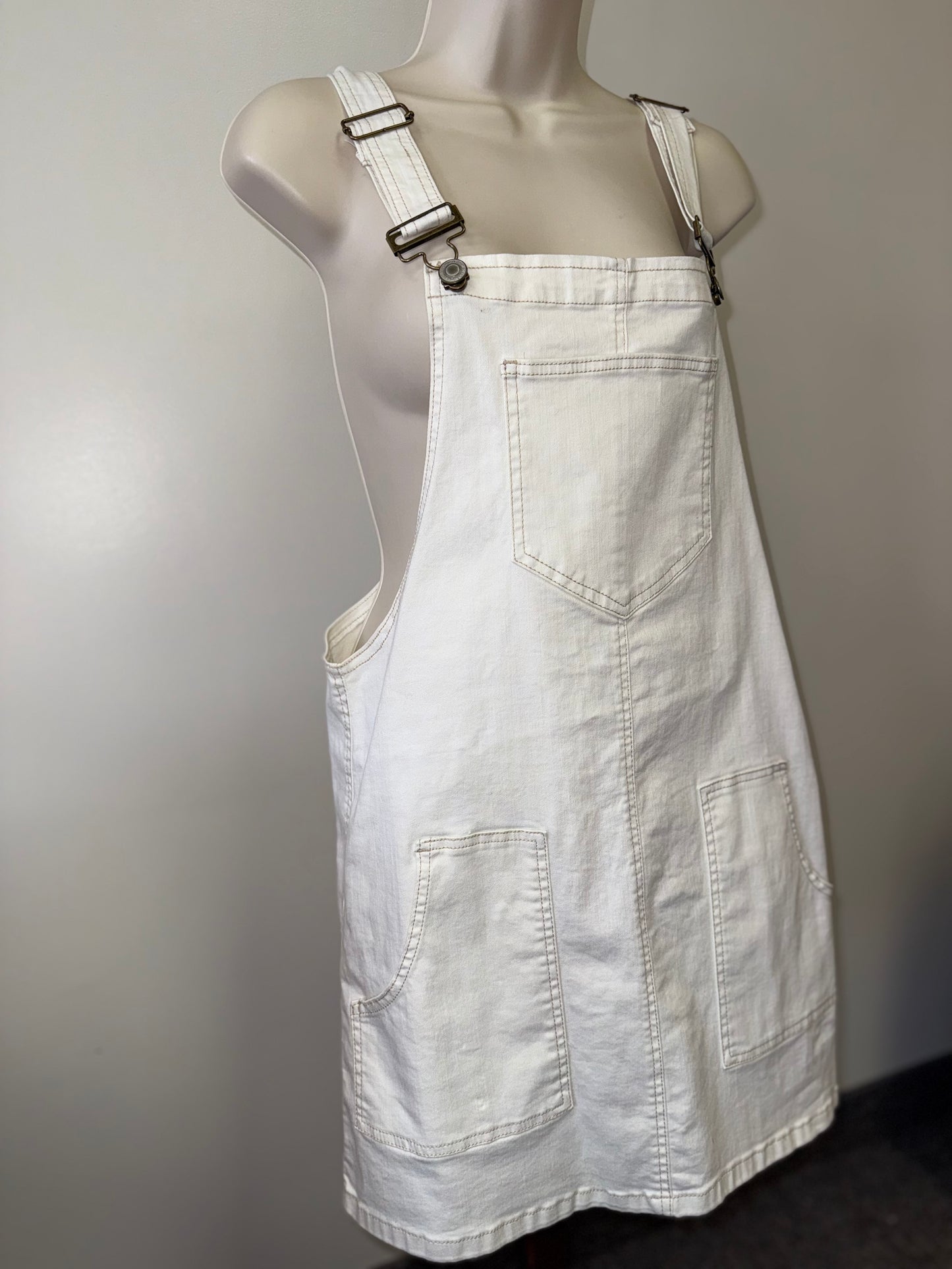 SO (Large) Off White Denim Overall Dress