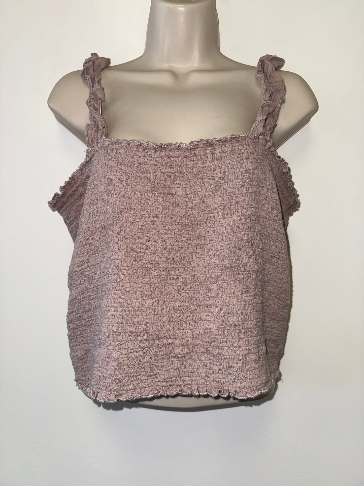 Aerie (XL) Smocked Stretchy Crop Top with Ruffle Straps